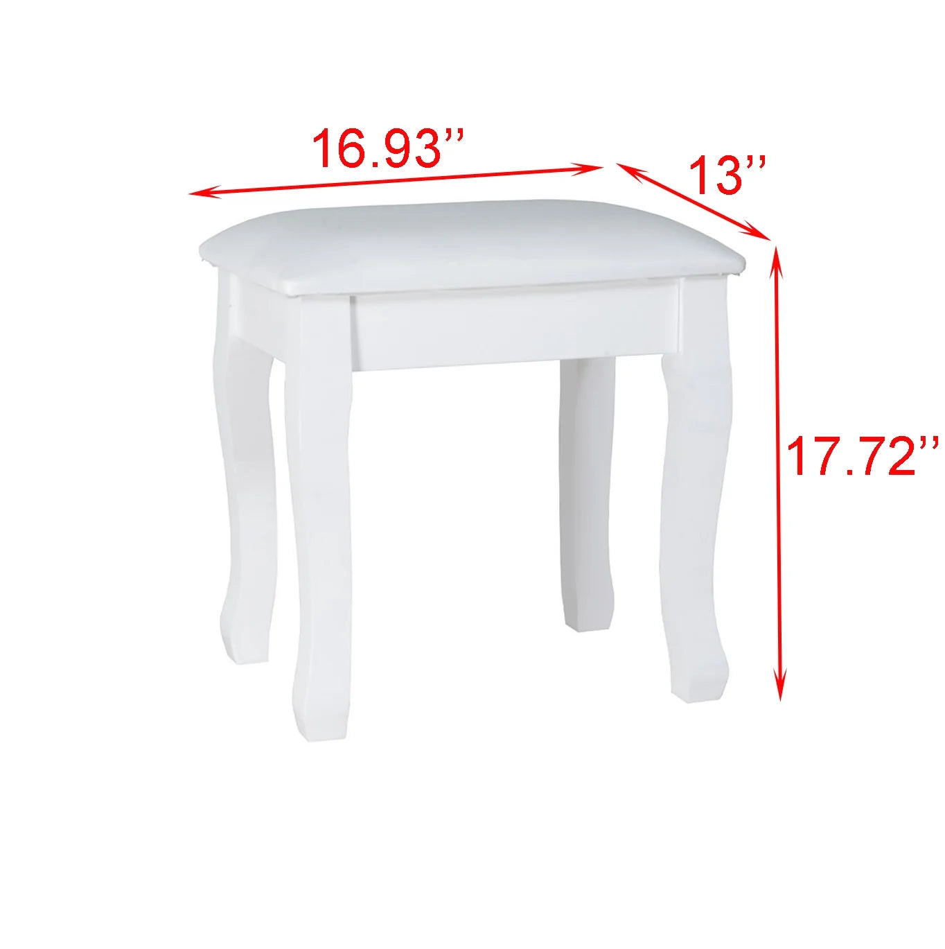 White Wood Vanity Stool with Cushion E67300