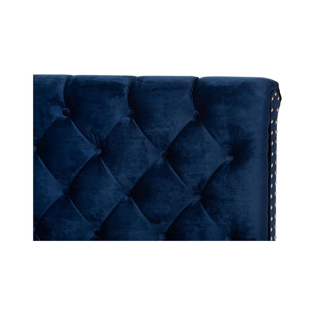 Navy Blue Velvet Upholstered Bed I389073