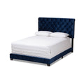 Navy Blue Velvet Upholstered Bed I389073