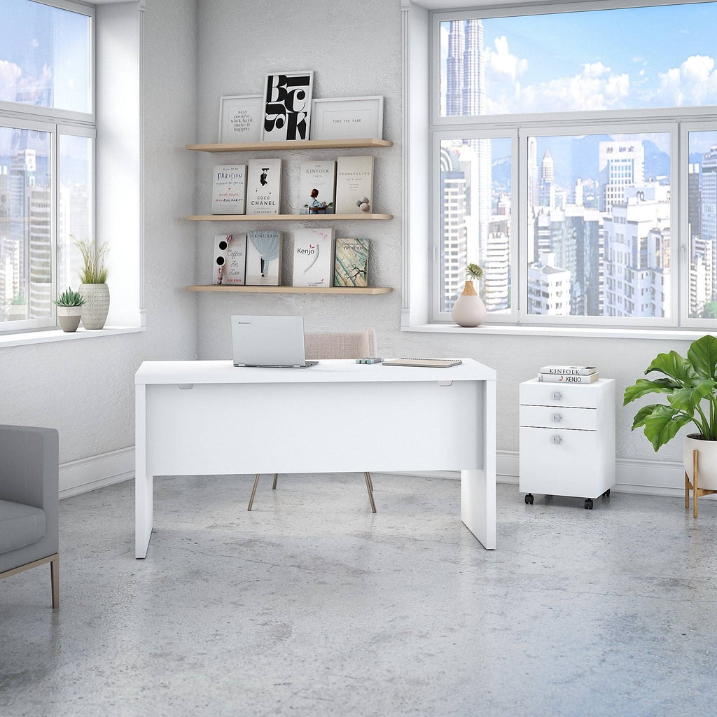 Gray Sand Credenza Desk with Mobile File Cabinet O921