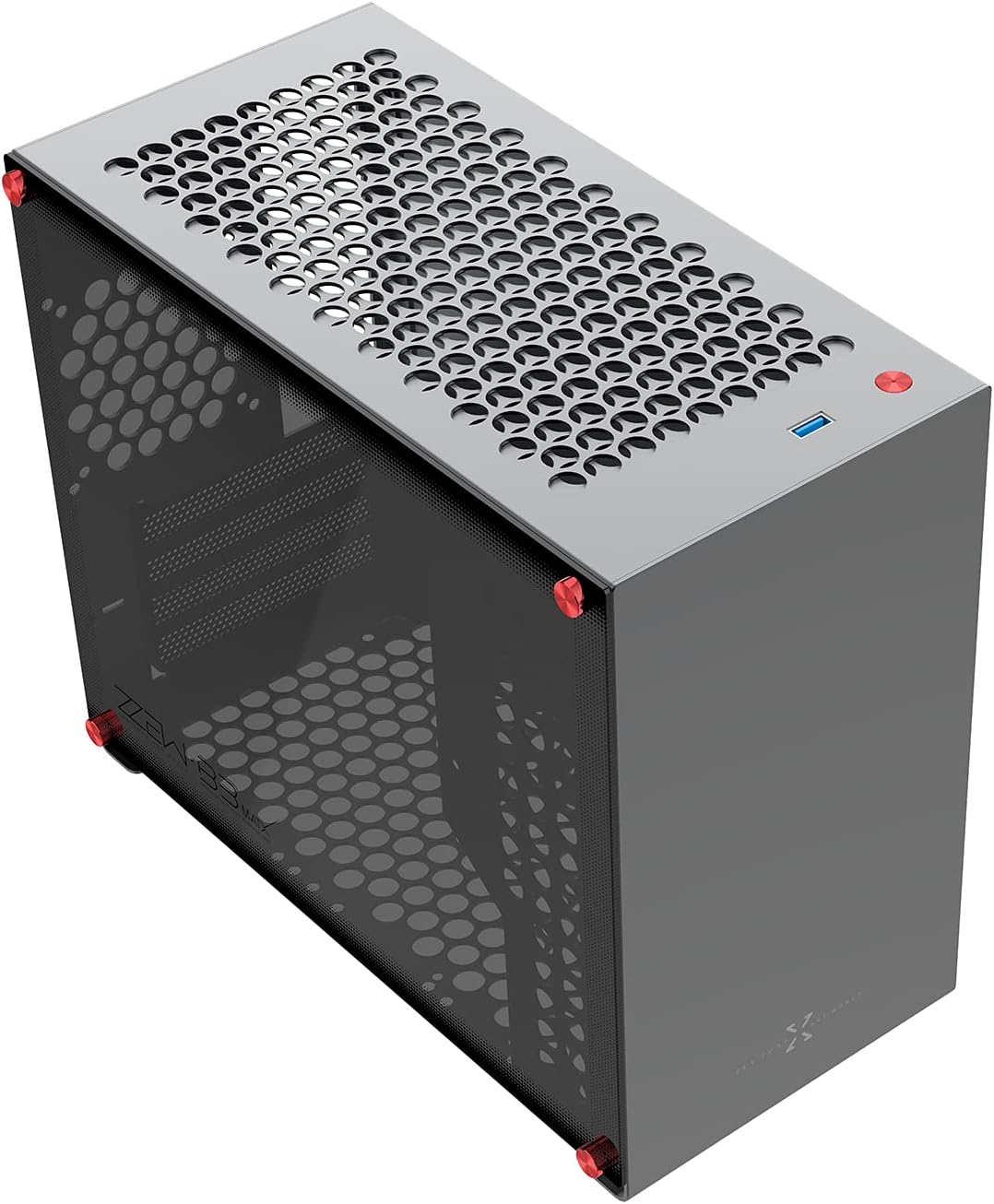 Dark Gray Aluminum Micro ATX Computer Case with Tempered Glass V4620