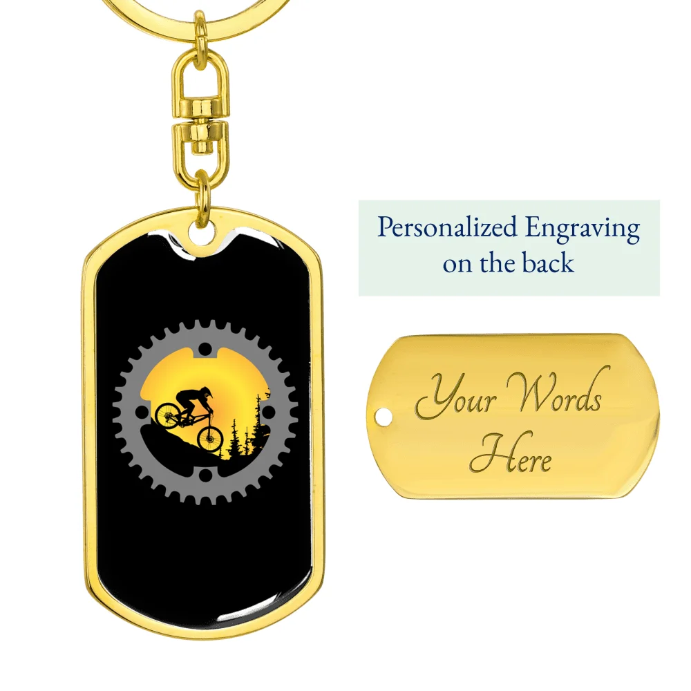 Stainless Steel or 18k Gold Swivel Dog Tag Keychain H6342
