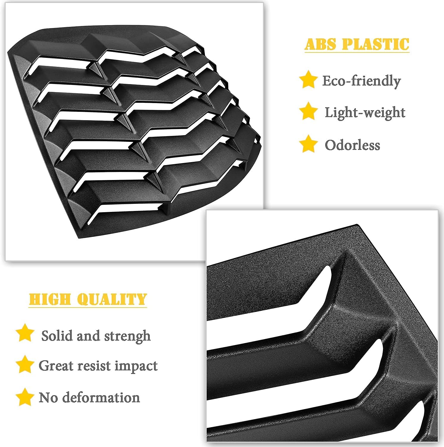 Rear Window Louver ABS Matte Black Windshield Sunshade Cover D6512