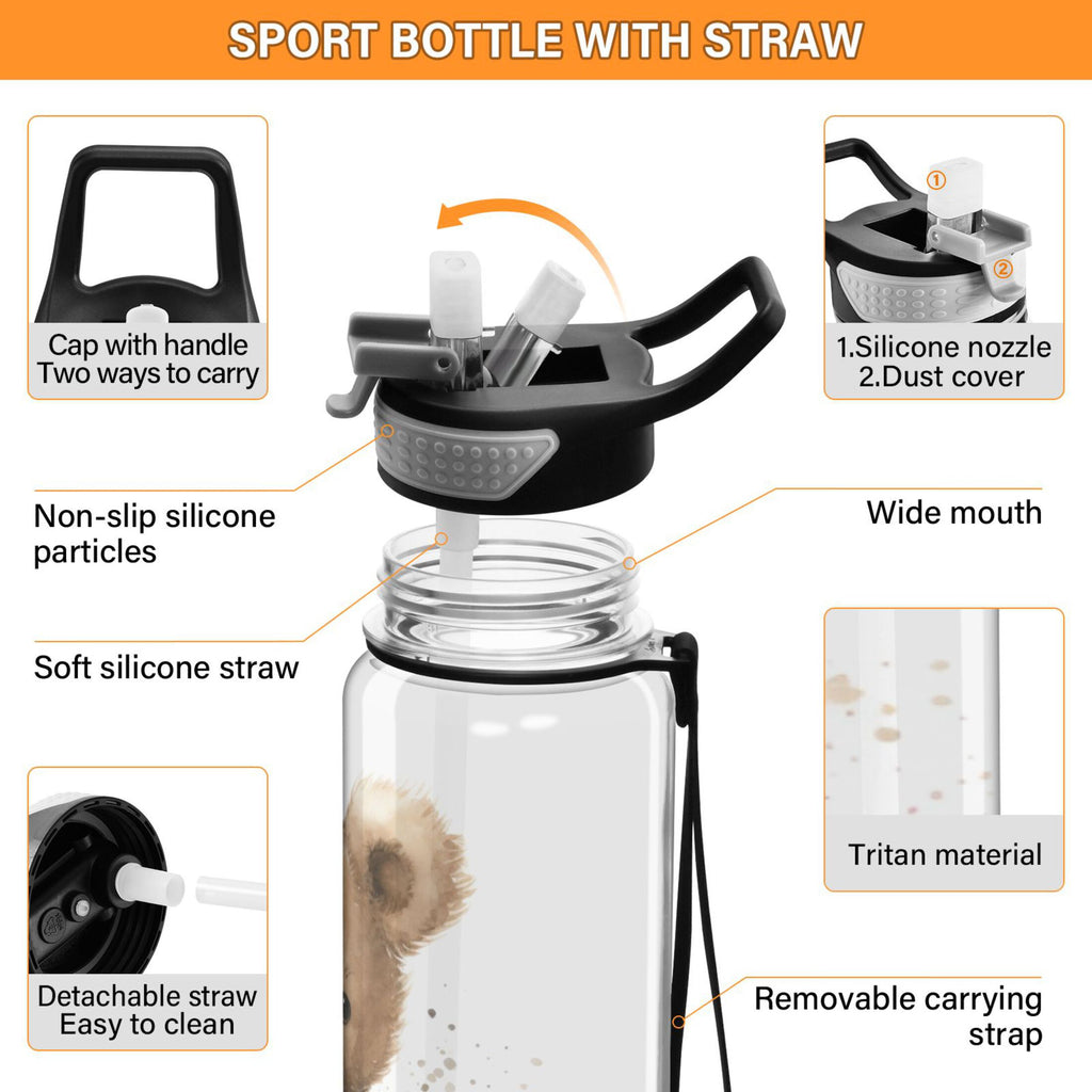 Clear 32oz Tritan Water Bottle with Straw B734