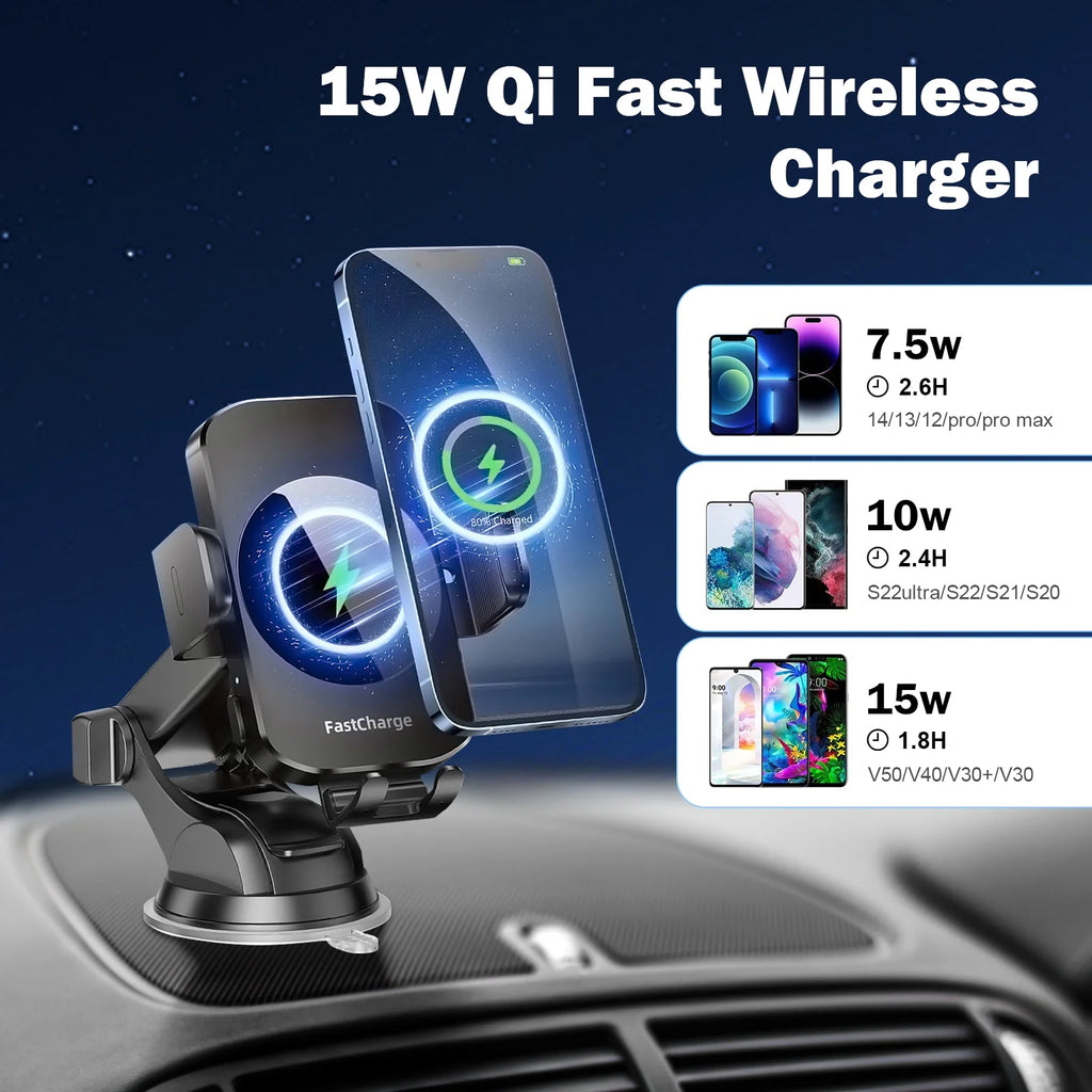 Black 3-in-1 Car Phone Holder Wireless Charger K16961