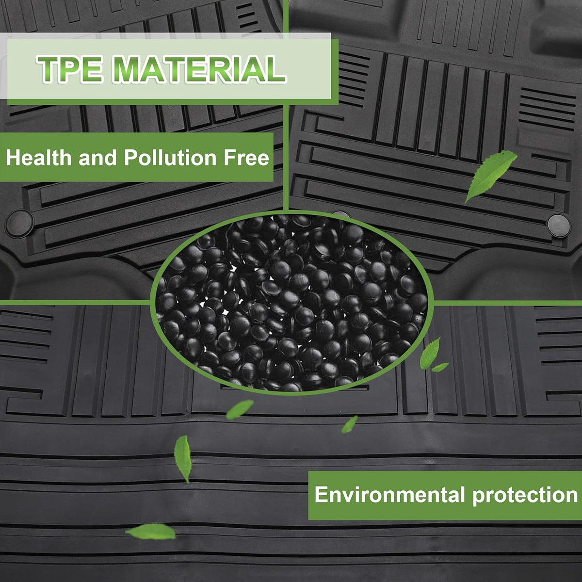 Black TPE All Weather Floor Mats, Full Set of Front and Rear D29729