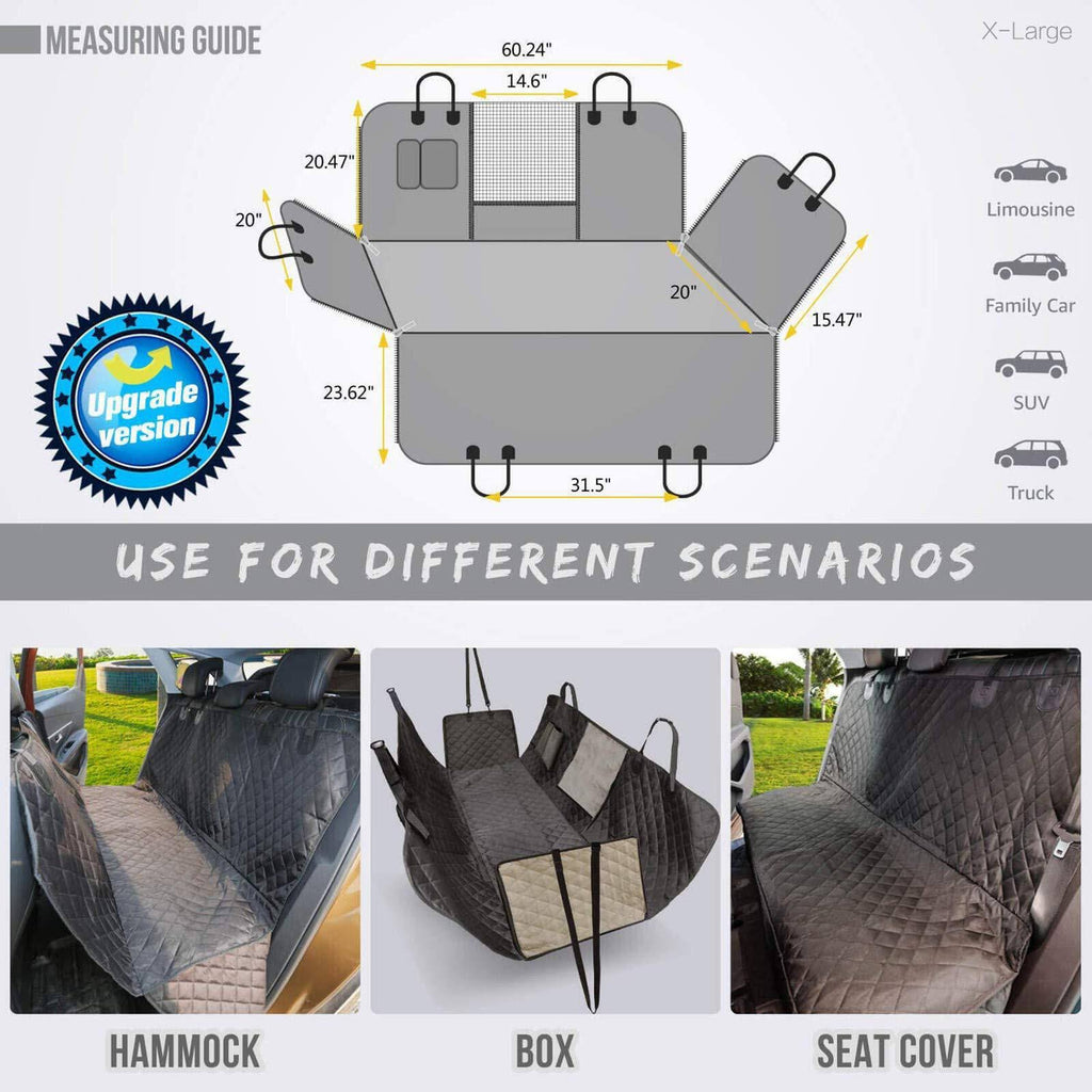 Waterproof Dog Car Seat Cover with Mesh Window P899768