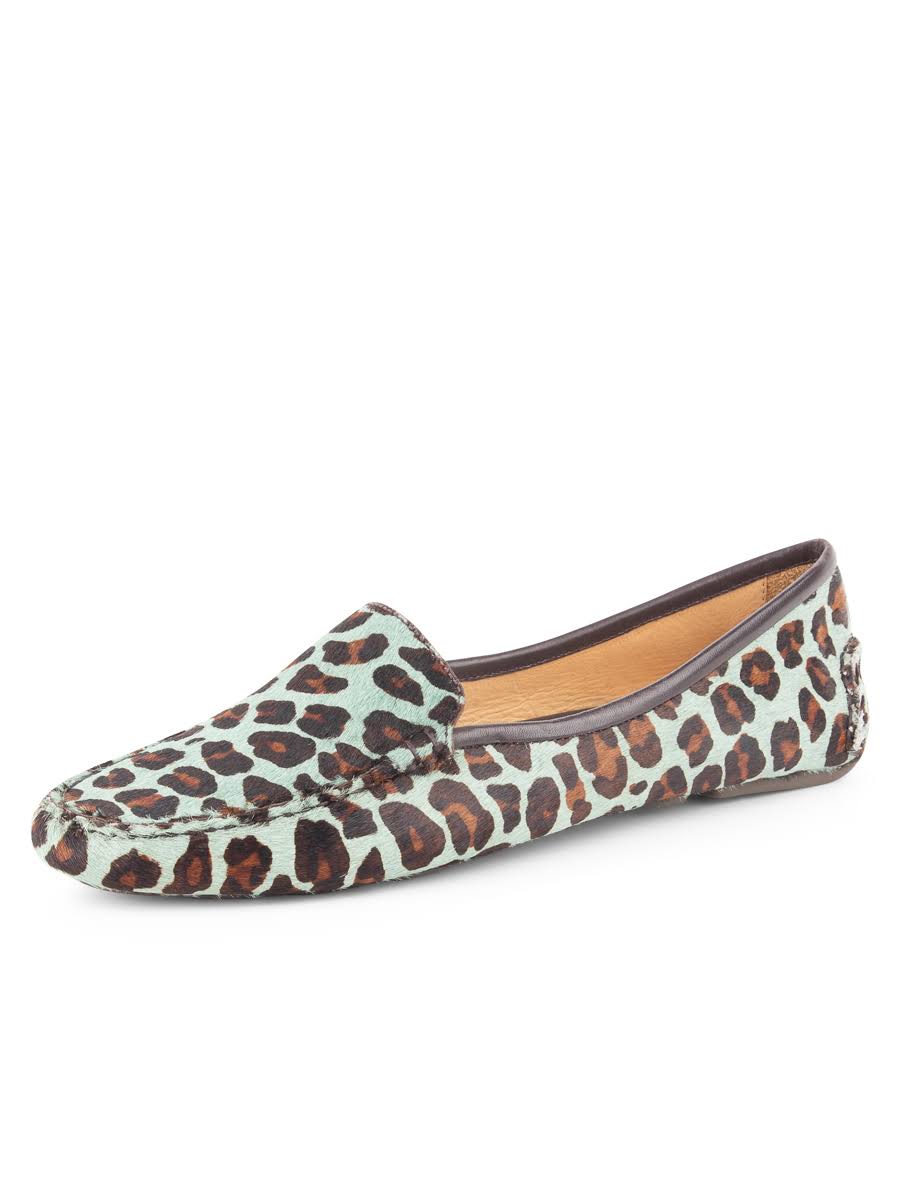 Teal Blue Leopard Driving Moccasin M8354