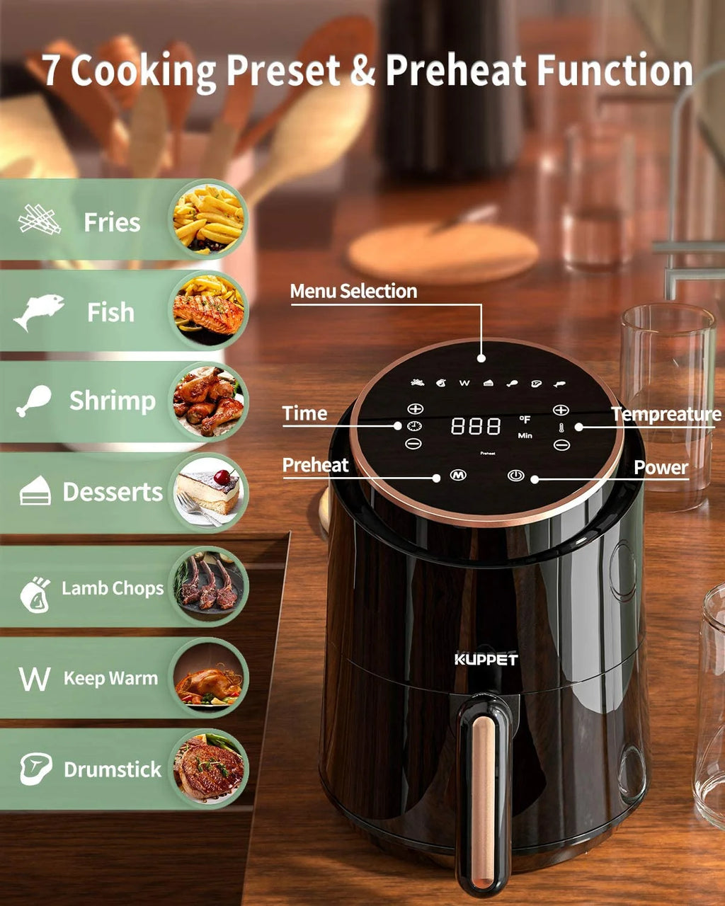 Black 1500W Electric Air Fryer V340