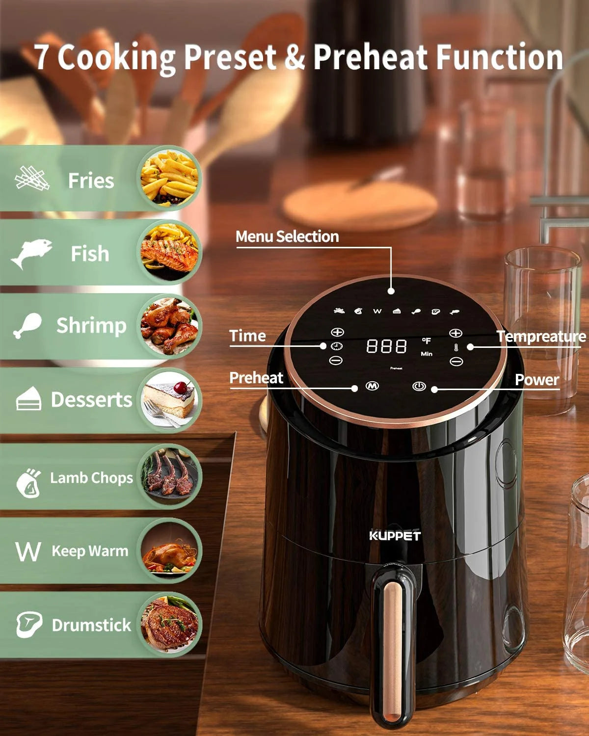 Black 1500W Electric Air Fryer V340