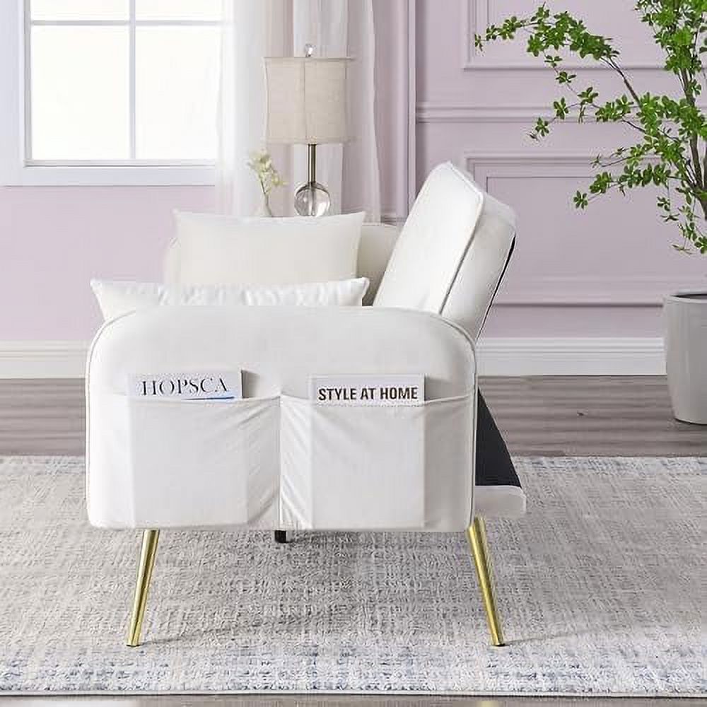 Black Convertible Folding Linen Fabric Futon Sofa Bed with Adjustable Backrest and Metal Legs Z56278