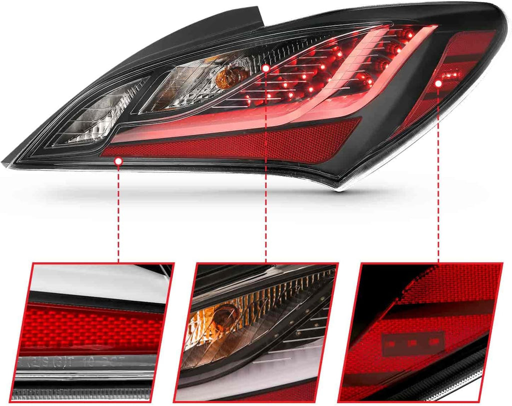 Tail Light Assembly LED Black Housing Dark Smoke Lens Pair P35428