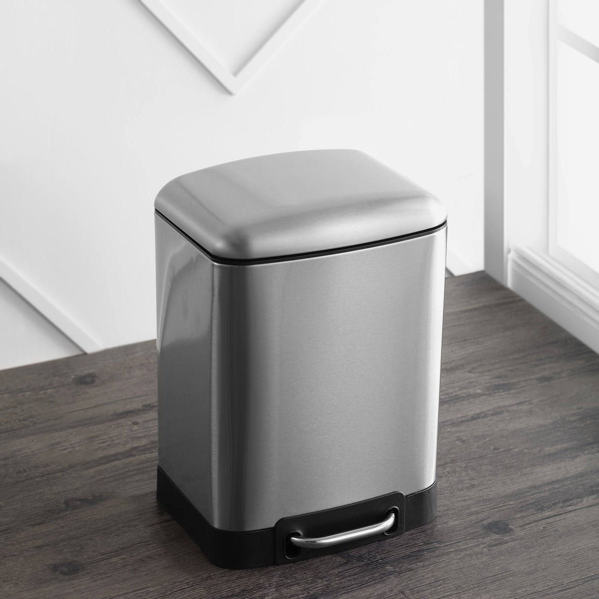 Rectangular 8-Gallon Soft-Close Lid Stainless Steel Trash Can M1229
