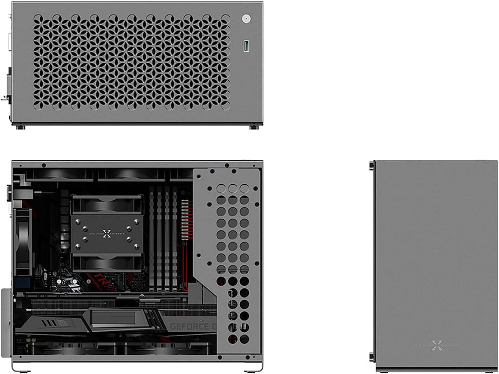 Dark Gray Aluminum Micro ATX Computer Case with Tempered Glass V4620