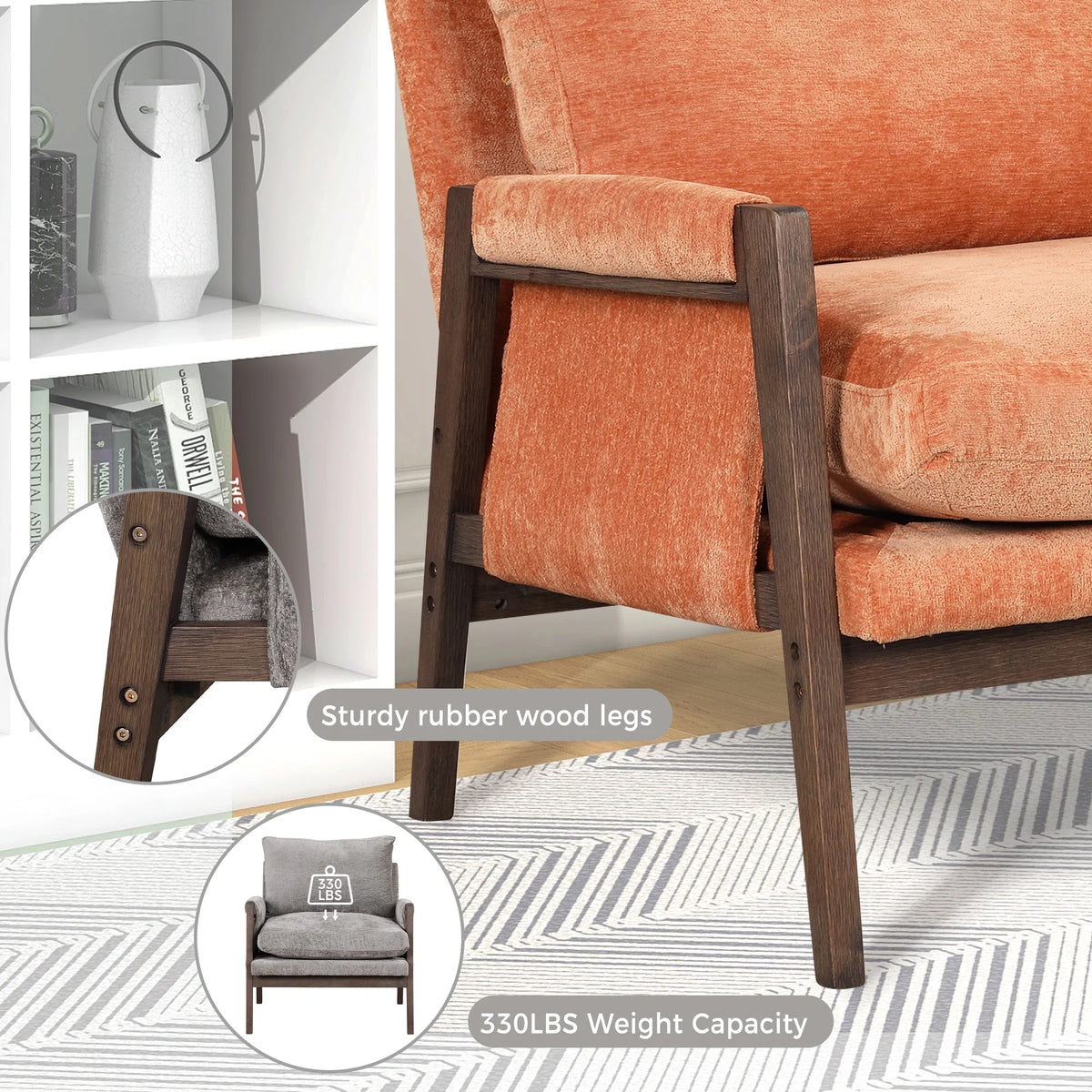 Orange Velvet Accent Armchair B426