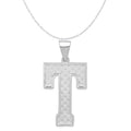 Sterling Silver Letter T Initial Charm Pendant with Cable Chain Necklace 20'' V996902