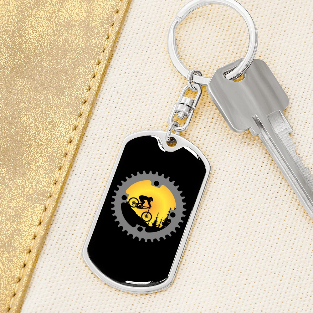 Stainless Steel or 18k Gold Swivel Dog Tag Keychain H6342
