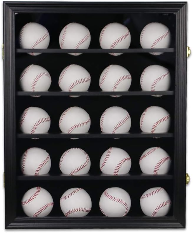 20 Baseball Display Case Cabinet with UV Protection Glass Door N213