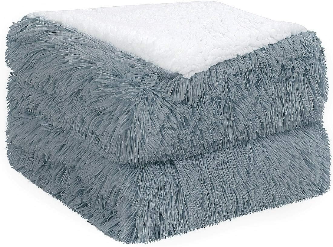 Queen Size Faux Fur Reversible Sherpa Blanket W370776