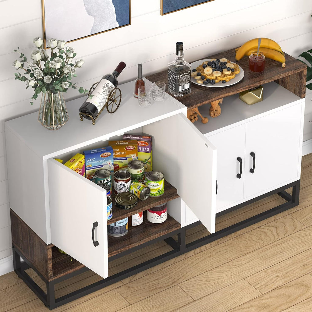 4 Door Storage Cabinet with Open Shelves N781429
