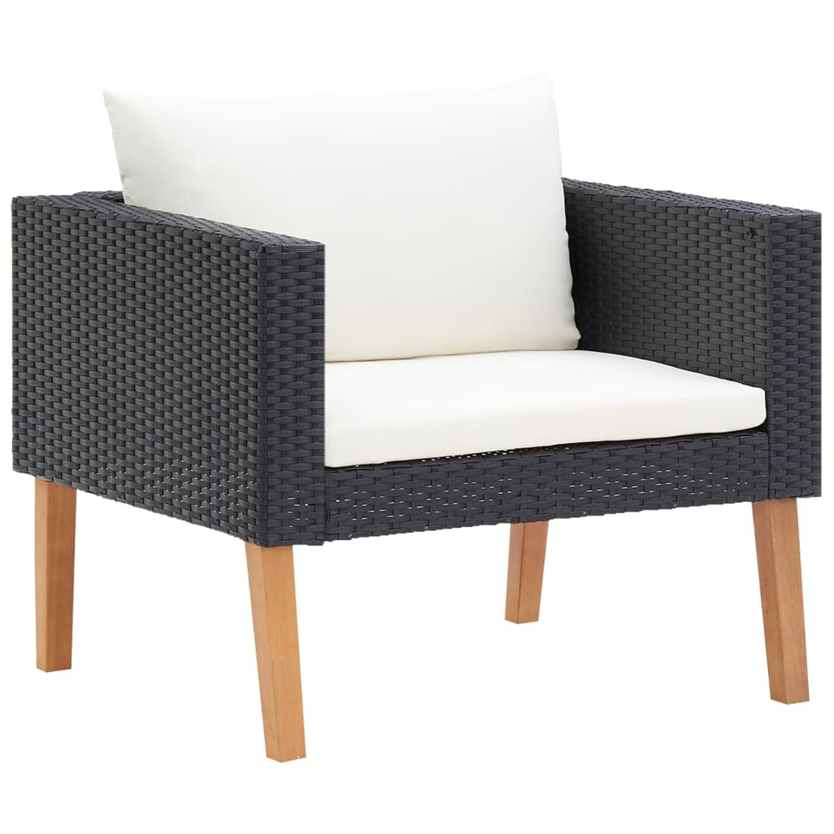 3 Piece Poly Rattan Outdoor Patio Lounge Set with Cushions and Coffee Table T95489
