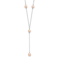 925 Sterling Silver Rhodium-plated Pink Cultured Pearl Y-Drop Necklace 16" S6693