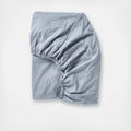 Organic Crinkled Percale Fitted Sheet Twin Steel Blue G1457