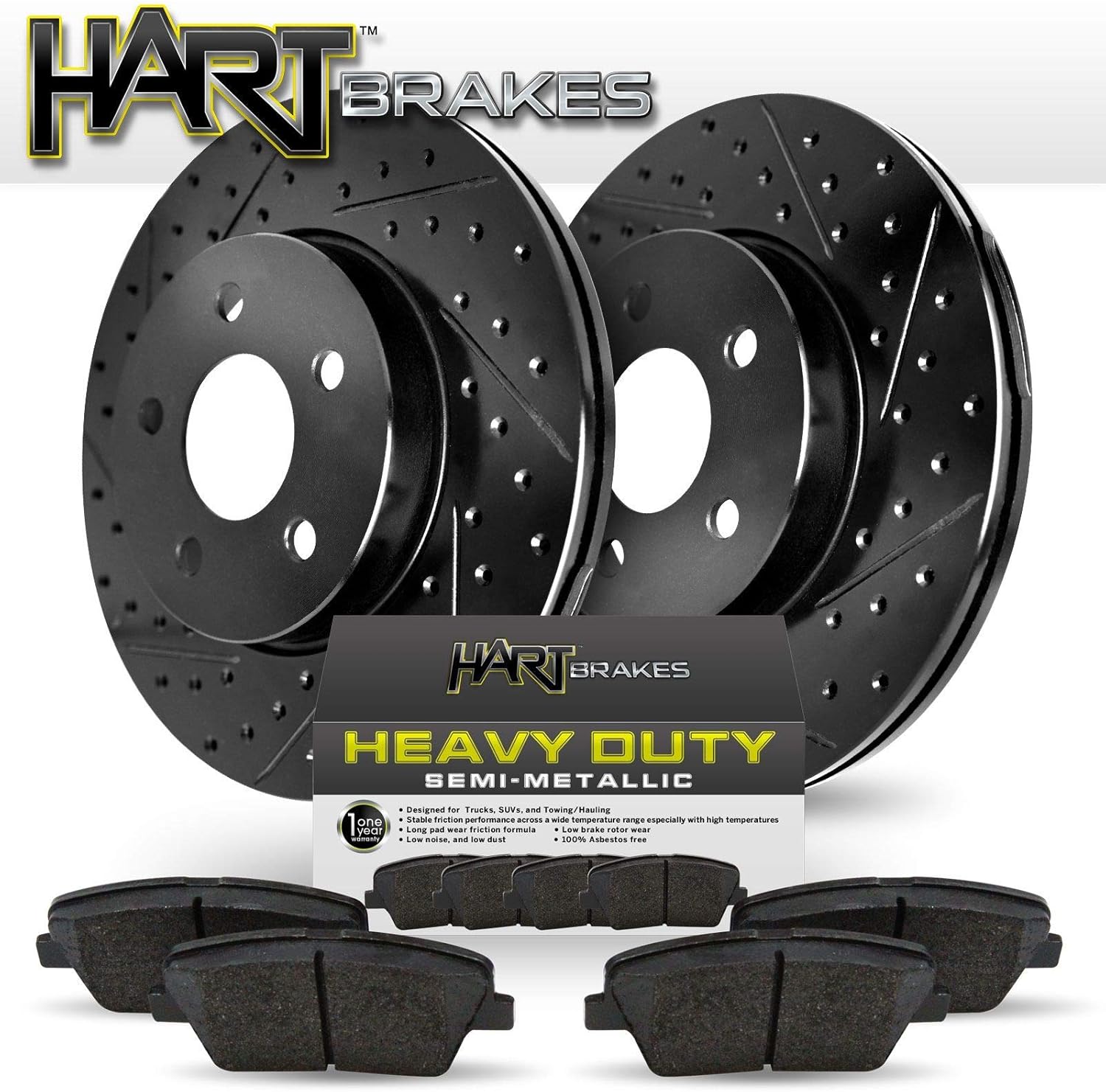 Front Brake Rotors Black Drilled Slotted Heavy Duty Pads Q451