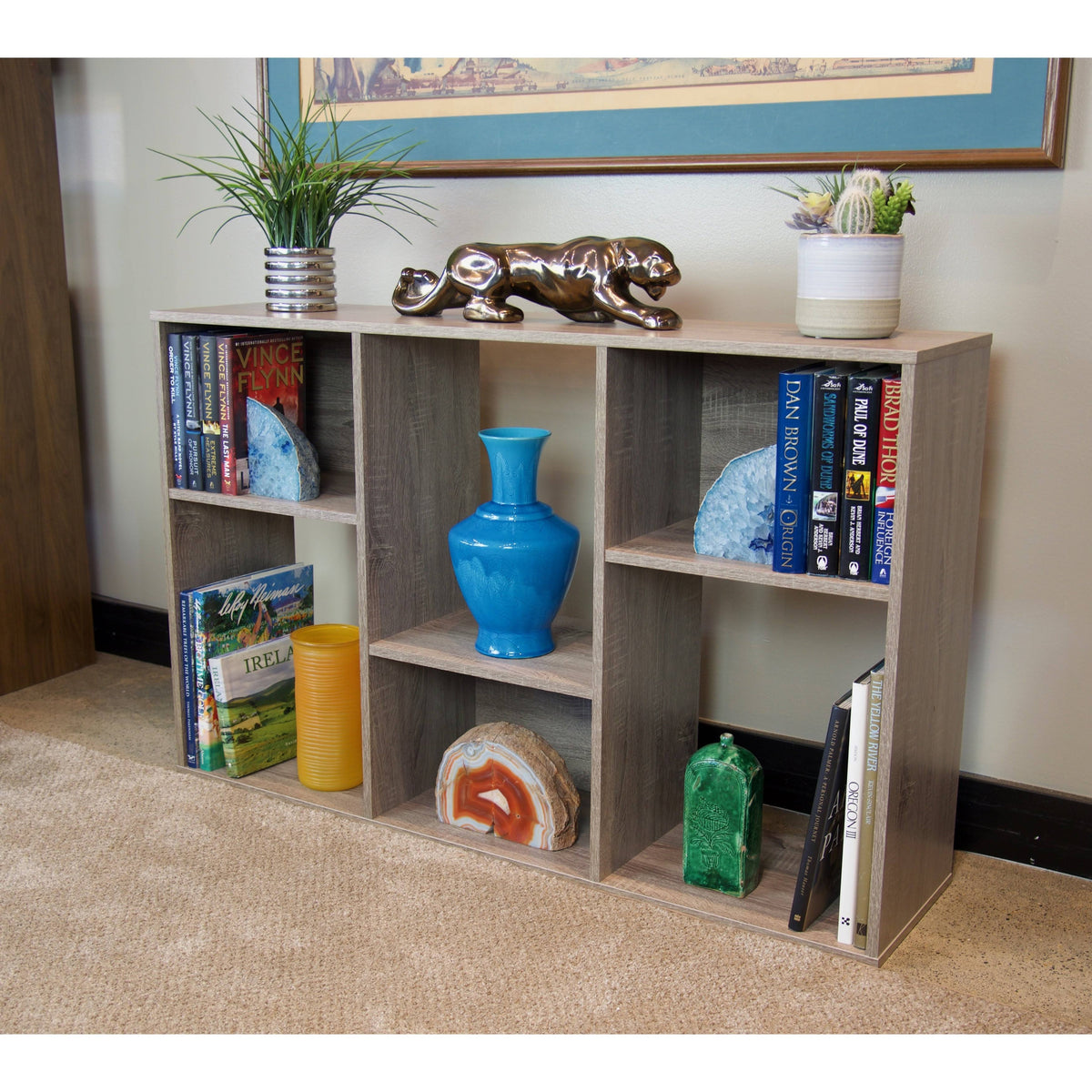4 Tier Asymmetric Bookcase Console Driftwood K5661