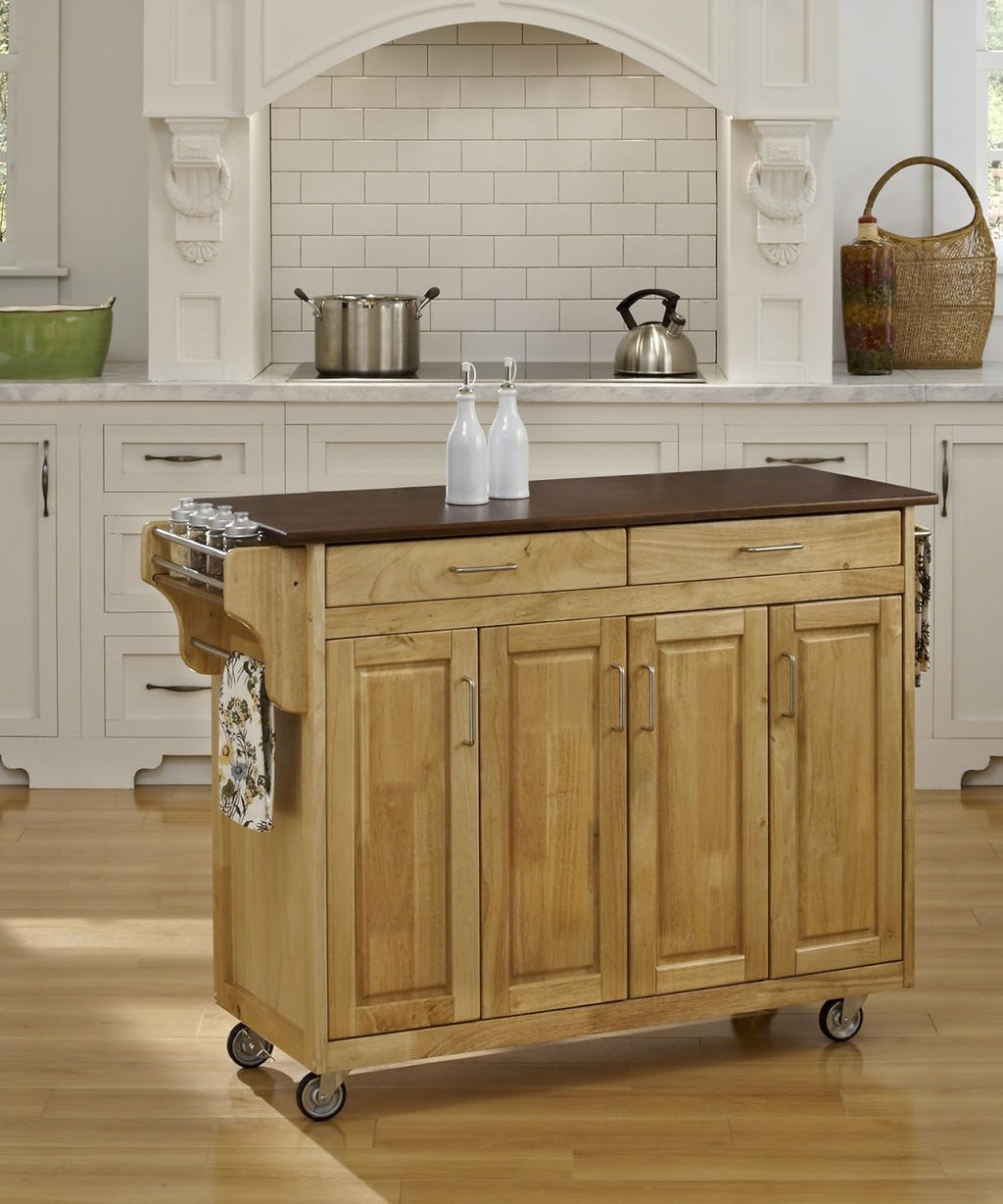 Black Finish Four Door Kitchen Cart with Stainless Steel Top J267459