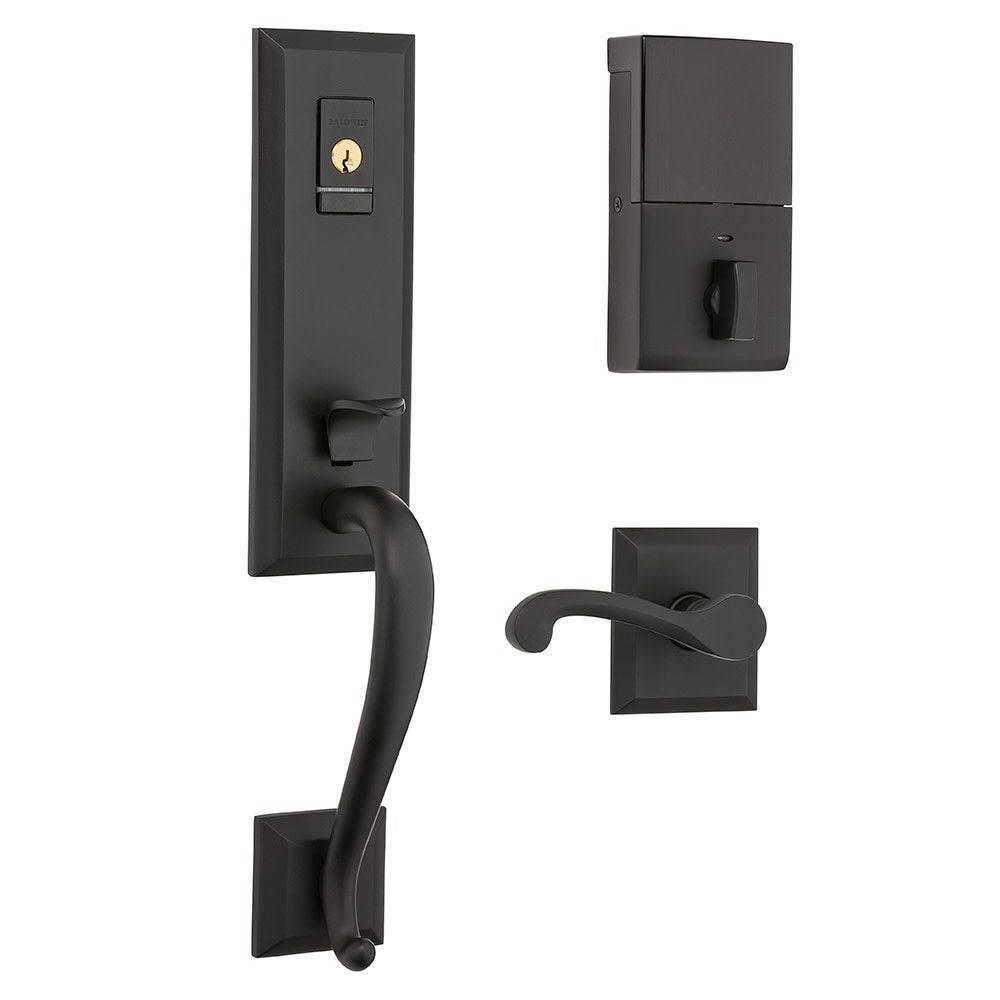 Satin Black Right Hand Single Cylinder Handleset with Interior Lever Y198