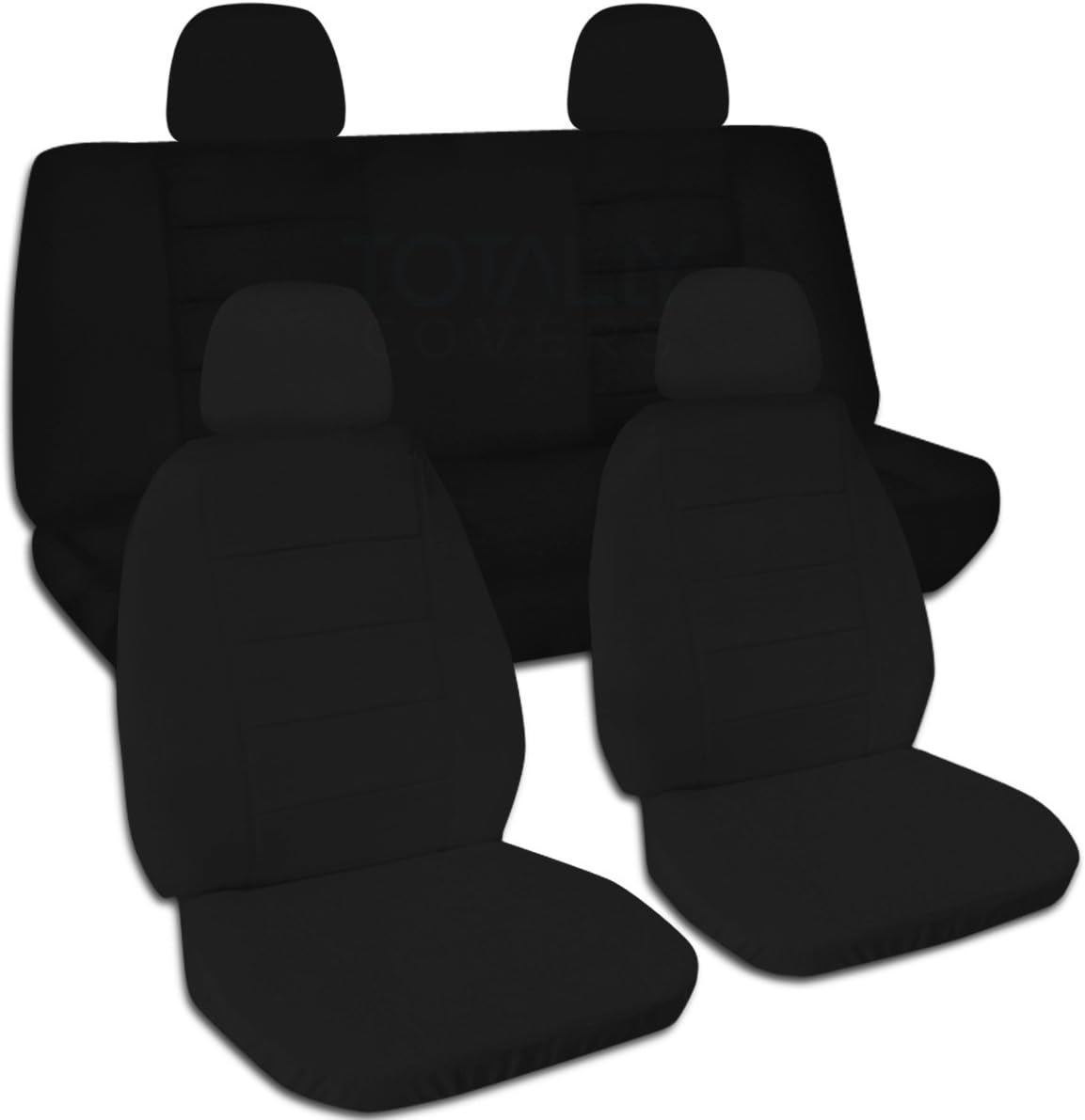 Navy Blue Solid Color Car Seat Covers with 4 Headrest Covers C29594