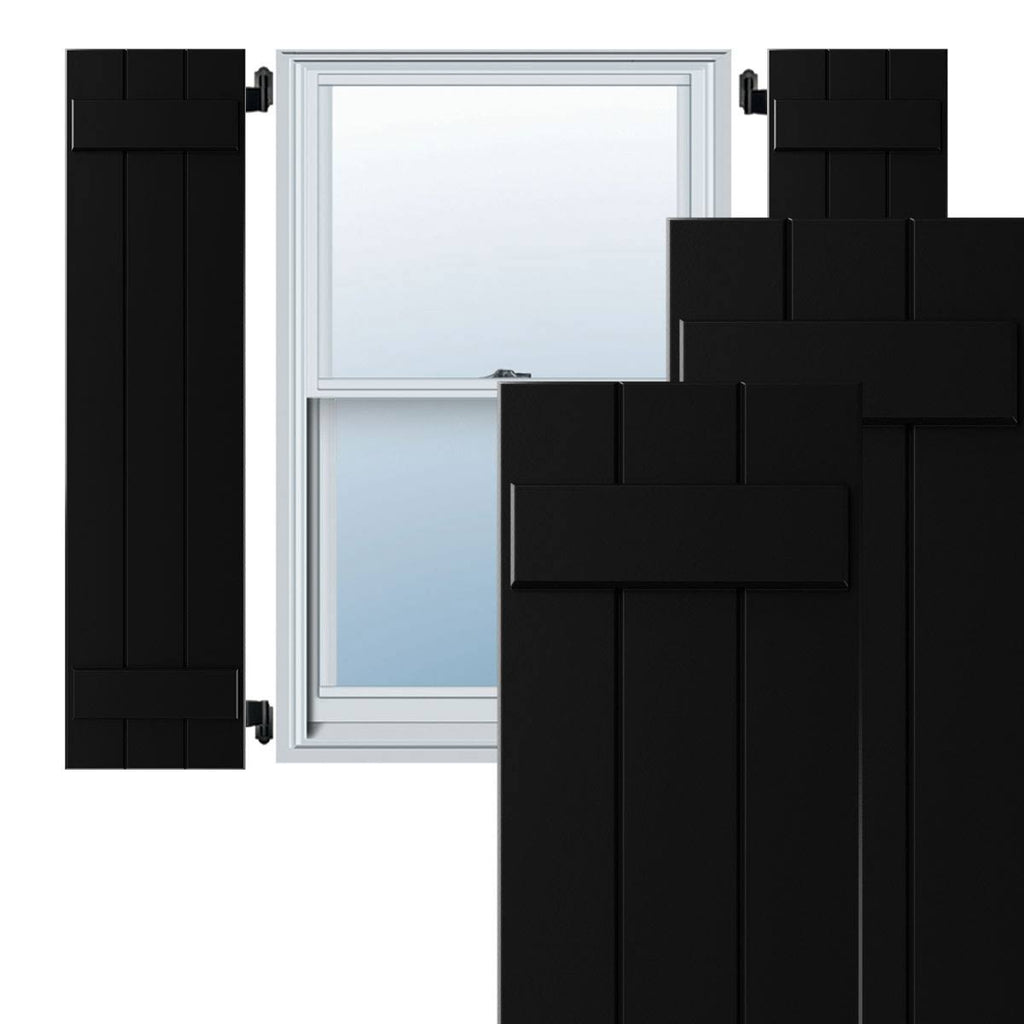 Black Composite Board-n-Batten Shutters (Per Pair) R73302