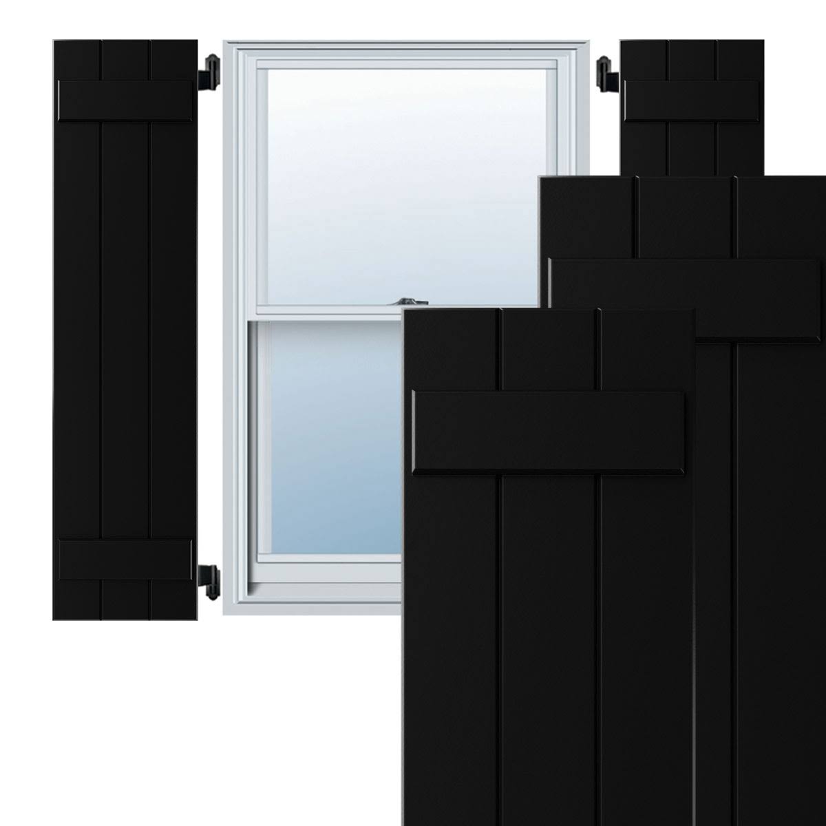 Black Composite Board-n-Batten Shutters (Per Pair) R73302