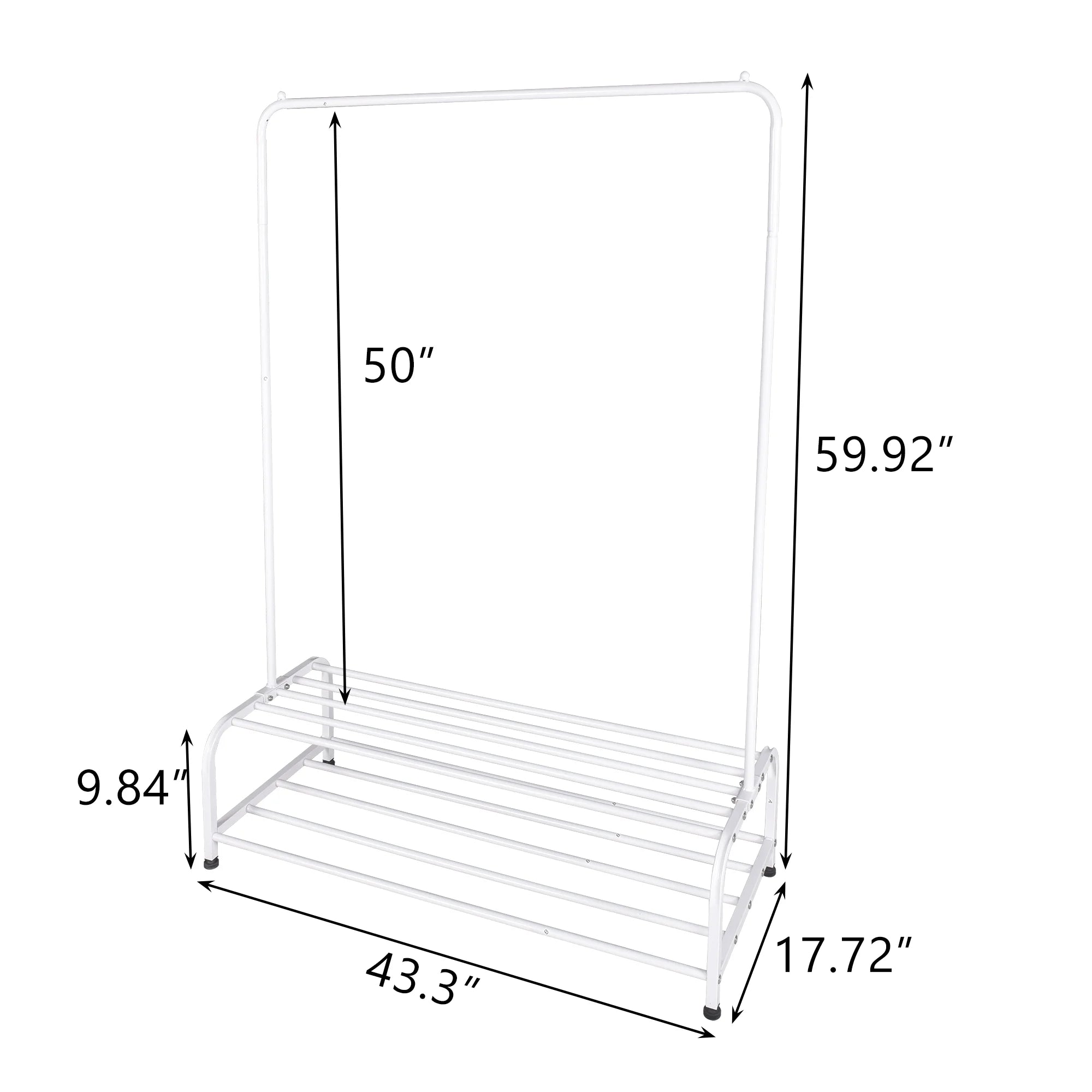 White Metal Garment Rack with Shelves U280373