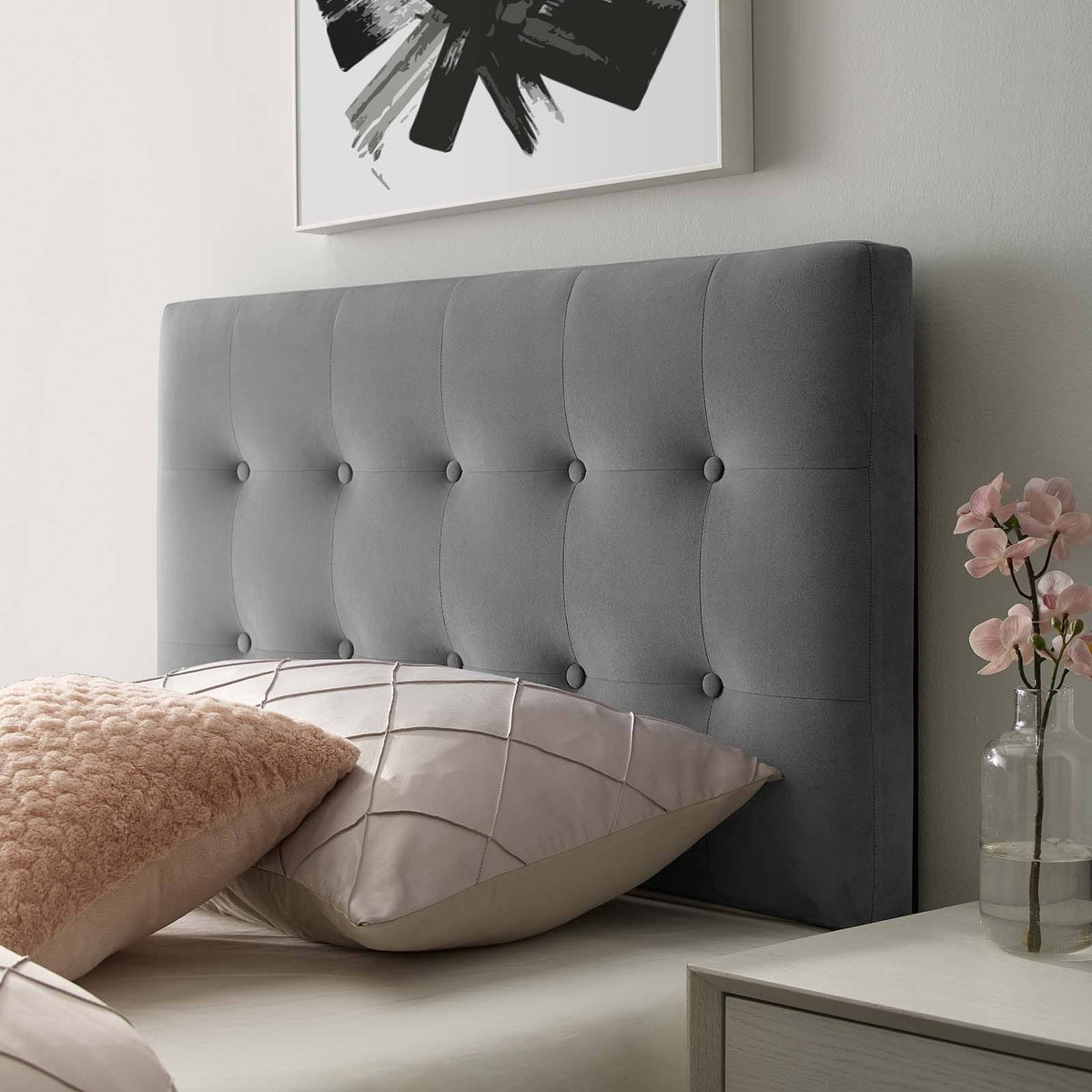 Pink Twin Tufted Velvet Headboard R869