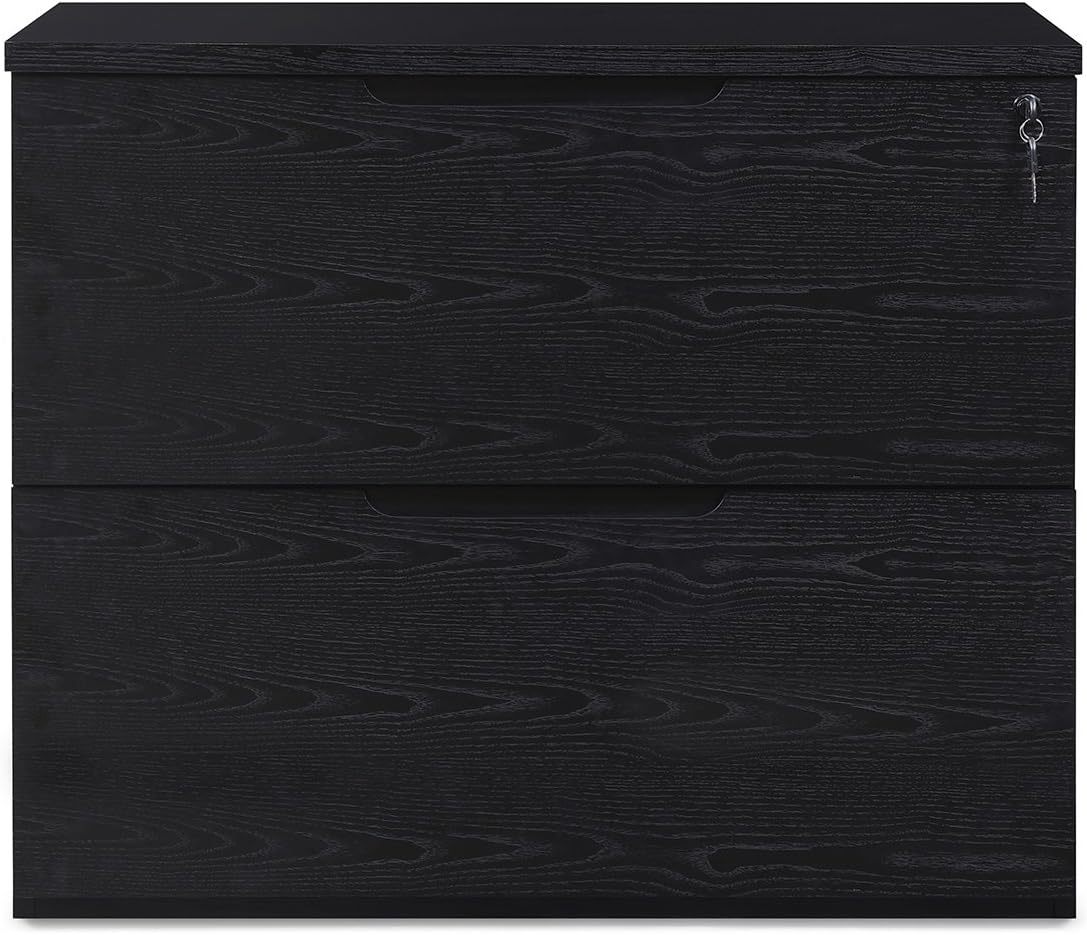 Black Oak 2 Drawer Lateral Filing Cabinet O828