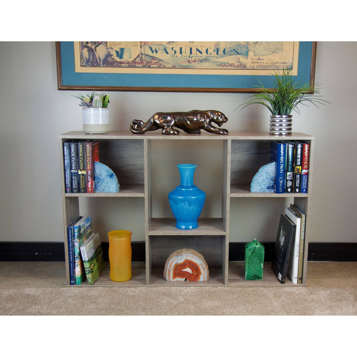 4 Tier Asymmetric Bookcase Console Driftwood K5661