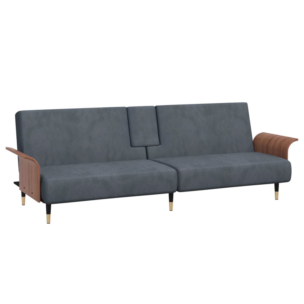 Dark Gray Sofa Bed with Cup Holders C47153