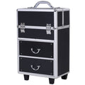 4 Tier Lockable Cosmetic Train Case with Extendable Trays Black N616370