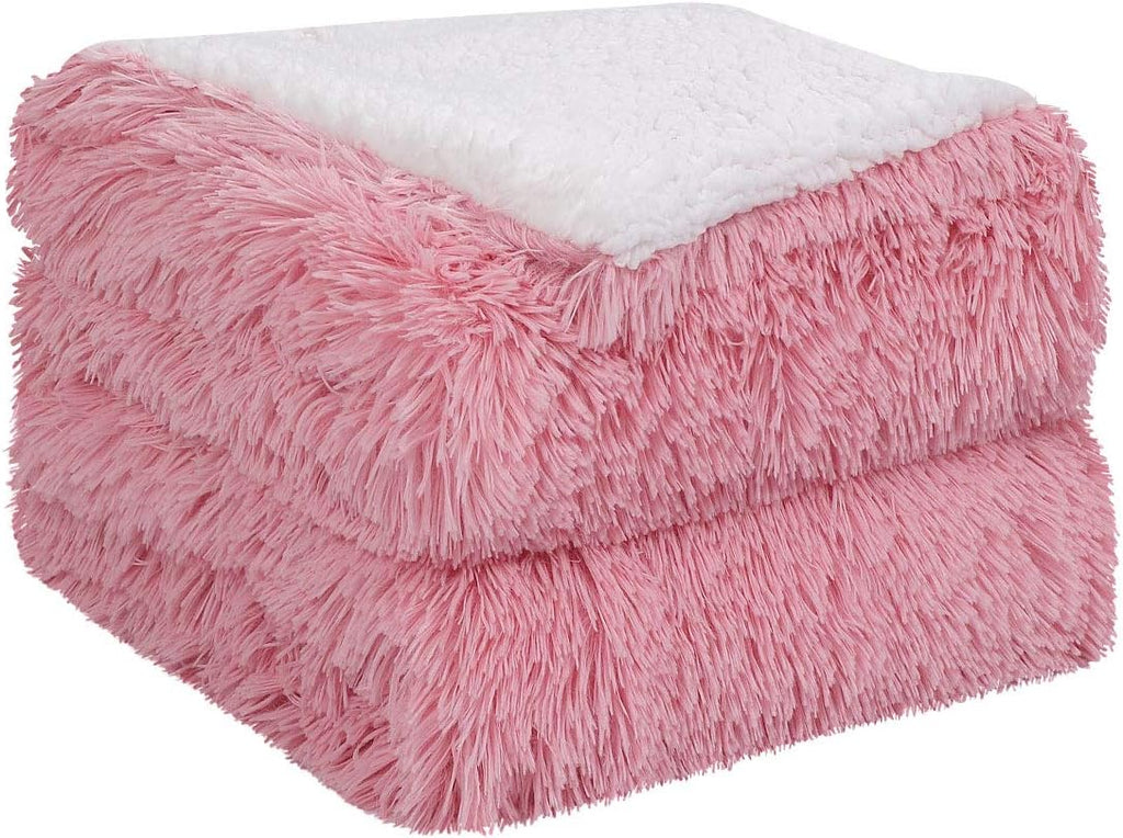 Queen Size Faux Fur Reversible Sherpa Blanket W370776