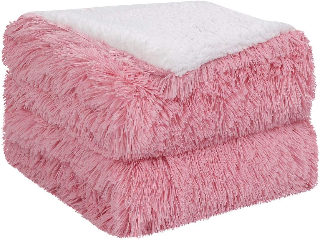 Queen Size Faux Fur Reversible Sherpa Blanket W370776