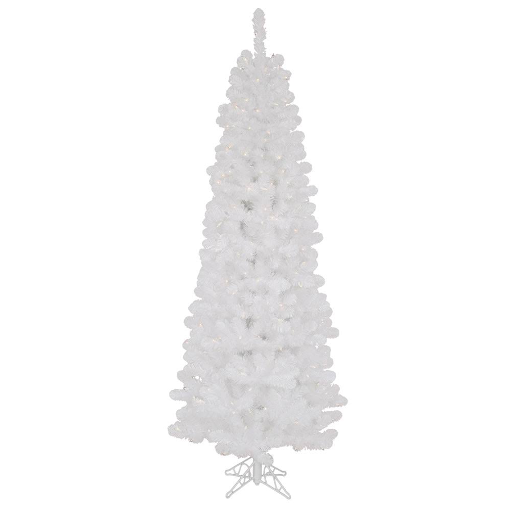 6.5 ft White Pencil Pine Christmas Tree with Clear Lights Y615490