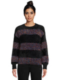 Metallic Stripe Pullover Sweater with Long Sleeves D428