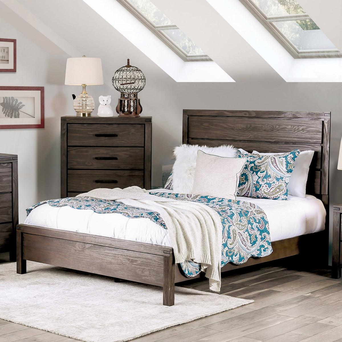 Dark Grey Panel Bed California King A9276