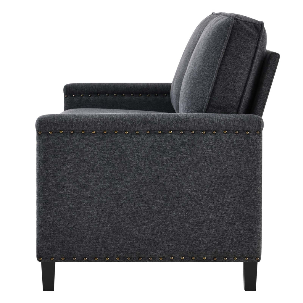 Dark Grey Fabric Loveseat Sofa D5800