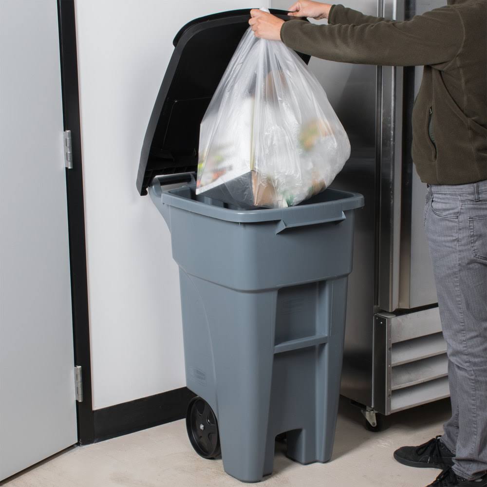32 Gallon Gray Rollout Trash Container with Lid Y35441