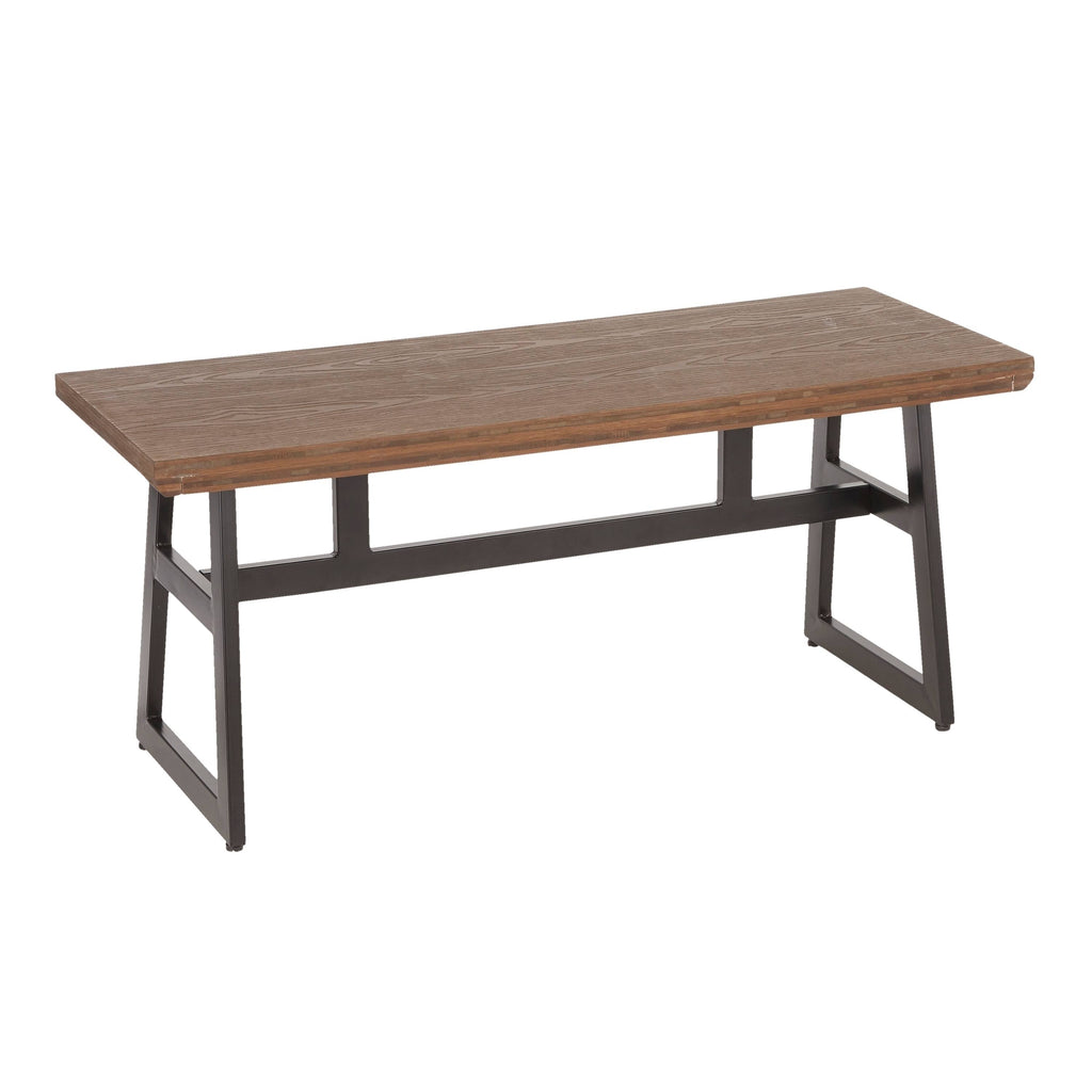 Black/Brown Metal and Wood Industrial Bench N82586