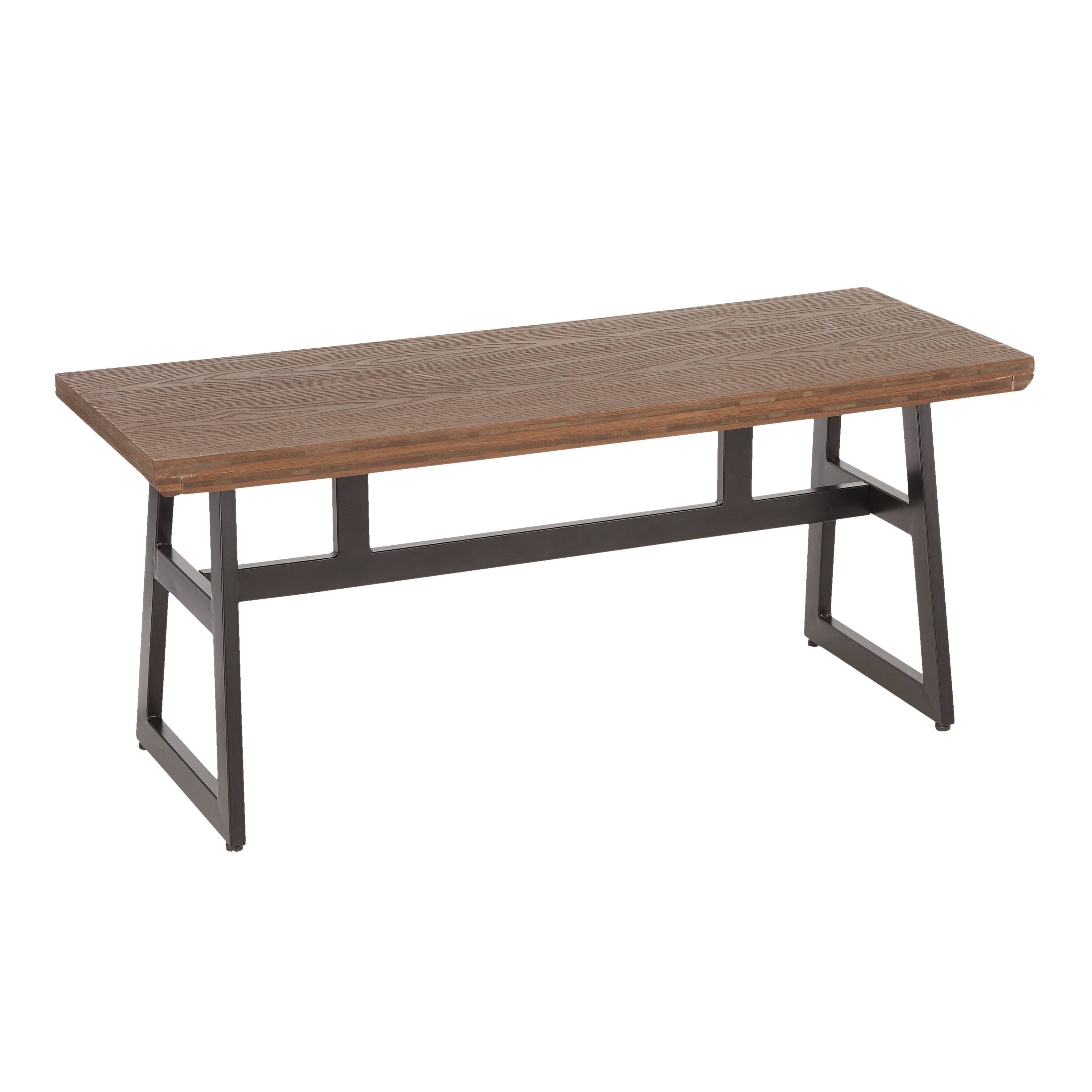 Black/Brown Metal and Wood Industrial Bench N82586