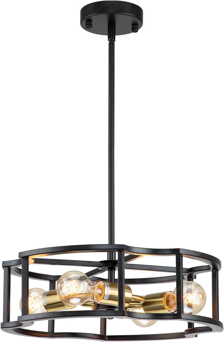 4-Light Black Drum Ceiling Chandelier D30606